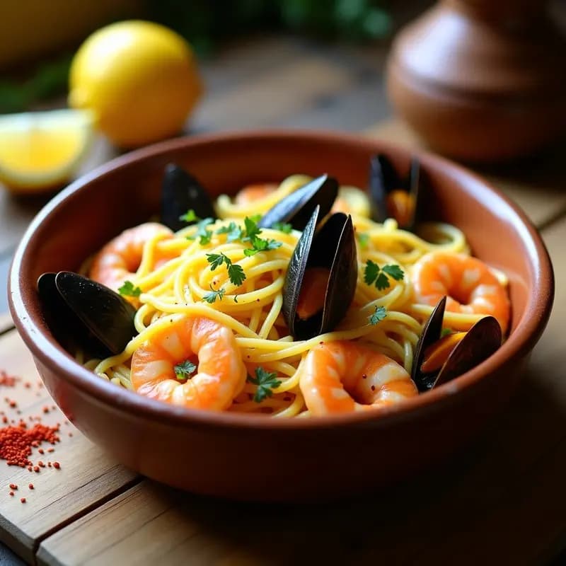 Sopar Sec de Fideos Arroz y Mariscos con Azafrán: Receta Catalana de Mar en 20 Minutos
