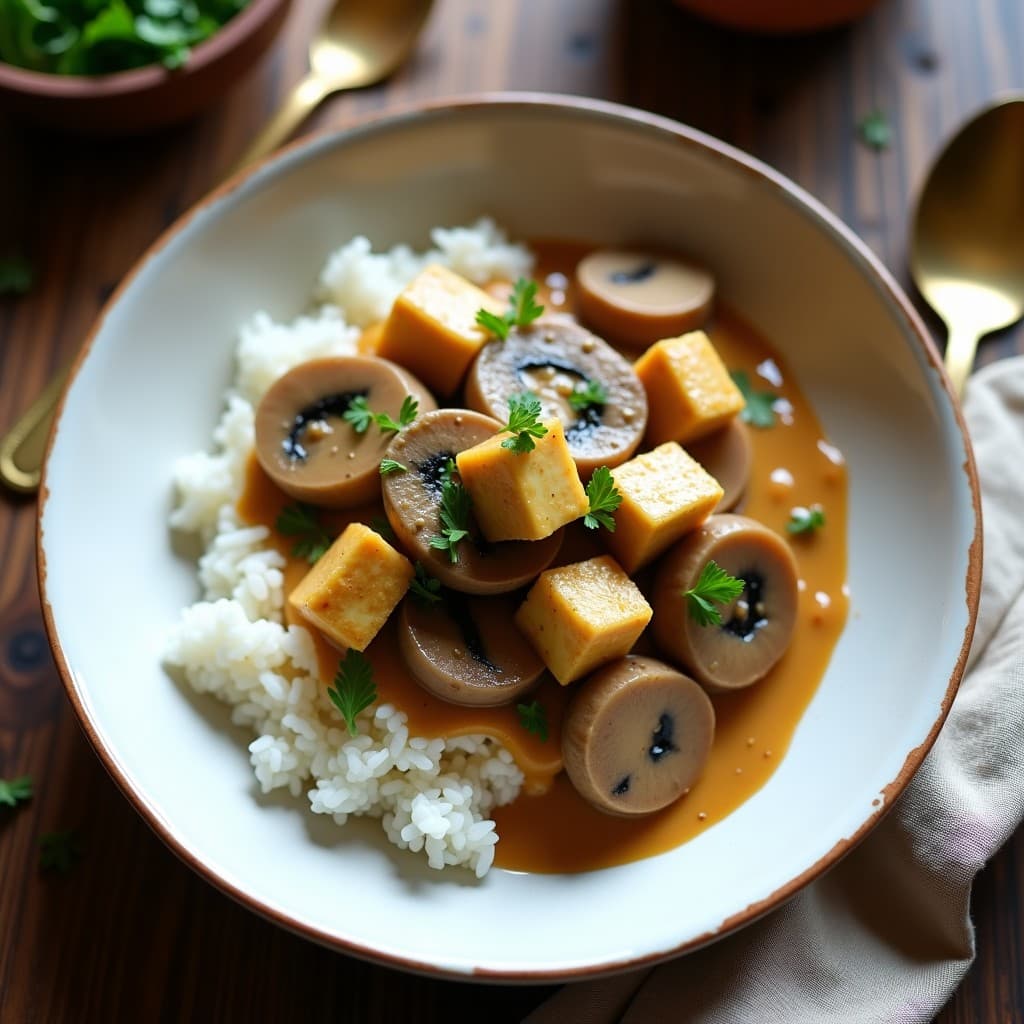 Strogonoff de Champiñones Portobello y Tofu: Receta Brasileña Vegana en Olla Express