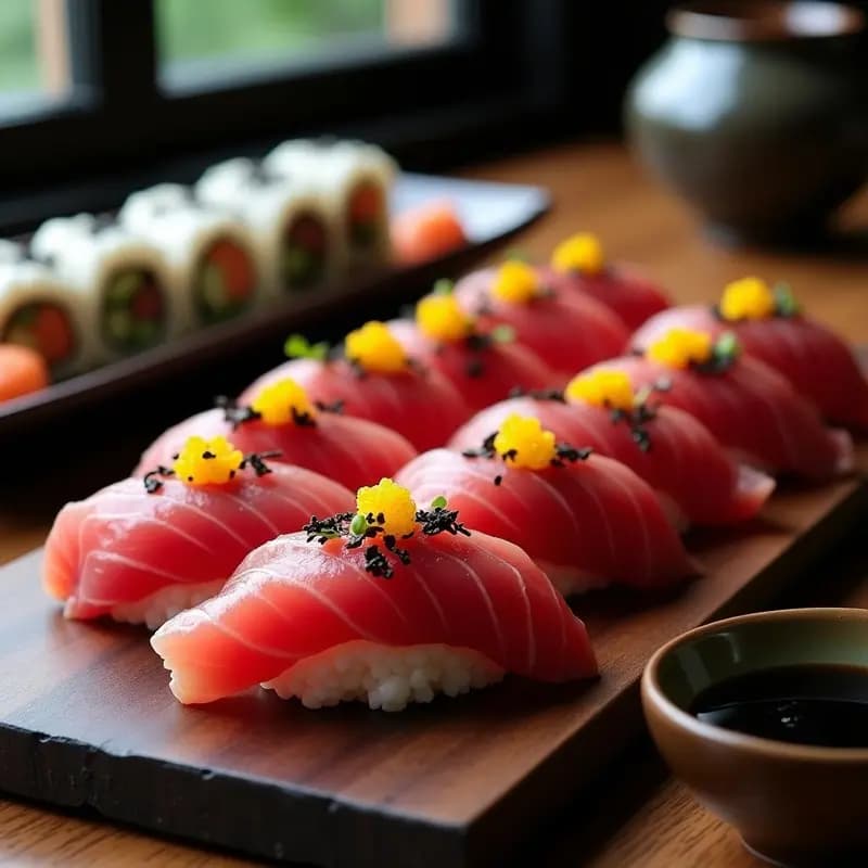 Sushi de Atún con Trufa Negra y Caviar de Limón: Receta Japonesa Gourmet en 25 Minutos
