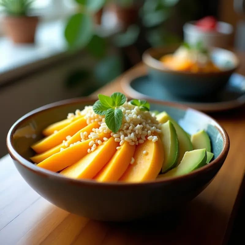 Sushi Bowl de Mango y Palta con Vinagreta de Sésamo y Lima: Receta Hawaii-Japonesa Sin Pescado
