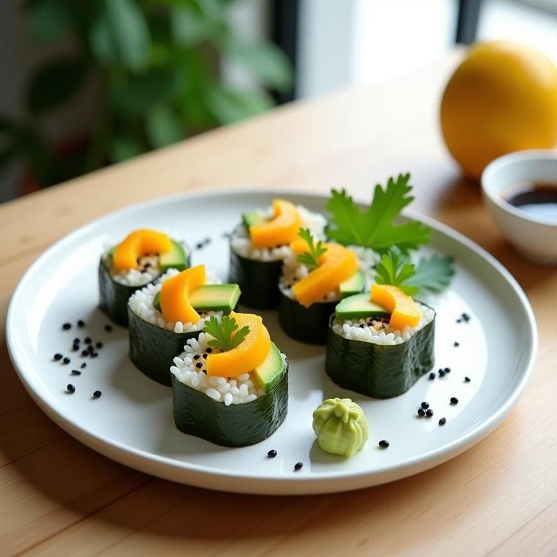 Sushi de Mango y Aguacate con Arroz de Coliflor: Receta Keto Sin Gluten en 15 Minutos