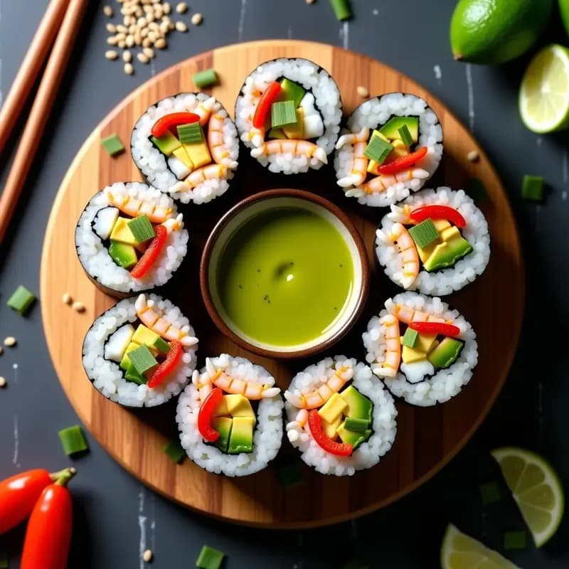 Sushi Roll de Aguacate y Langostino al Curry Verde: Receta Tailandesa Fusion en 20 Minutos