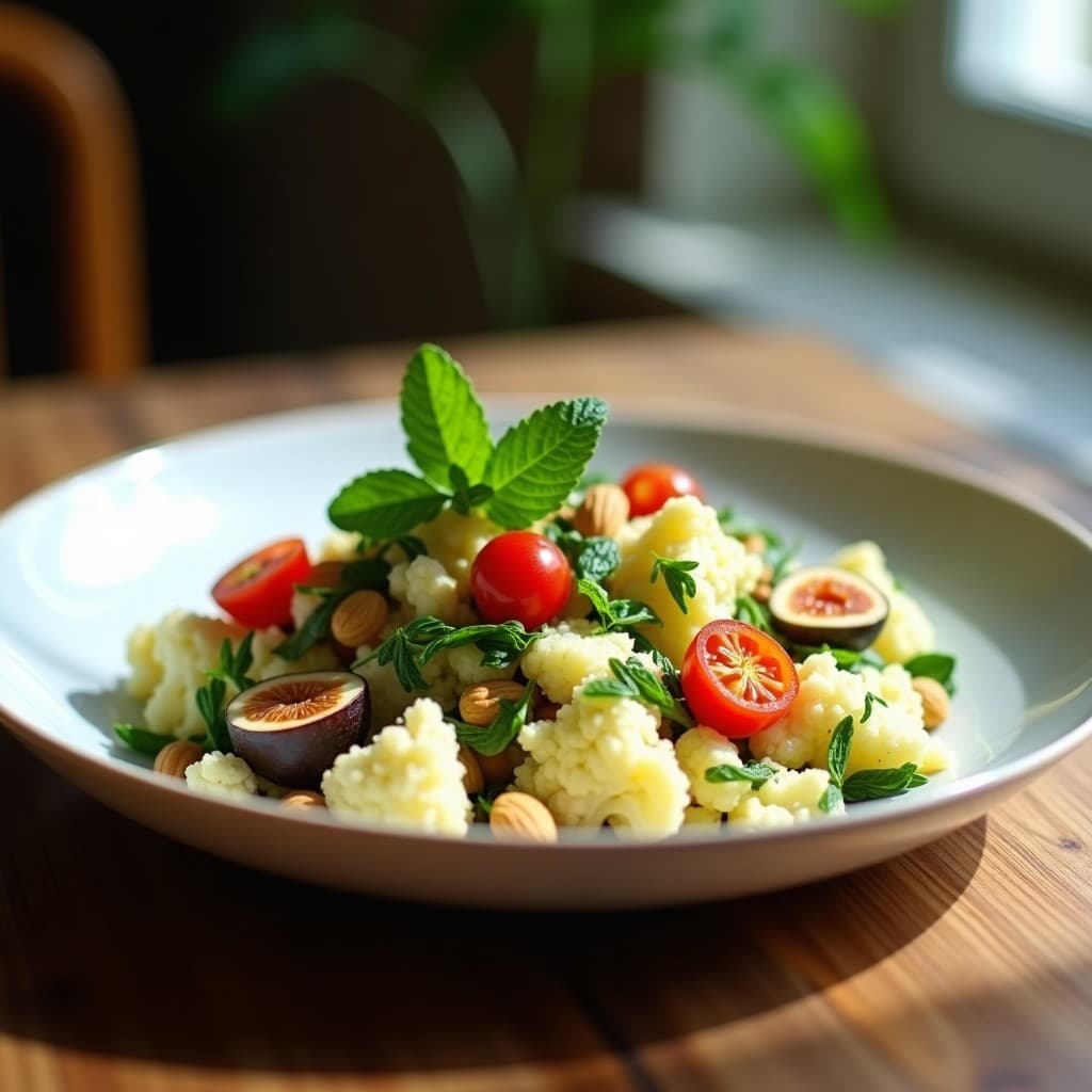 Tabule de Coliflor y Hierbabuena: Receta Vegana Sin Gluten y Baja en Calorías
