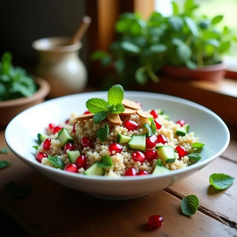 Tabuleh de Quinoa con Granada y Menta: Receta Libanesa Sin Gluten y Detox