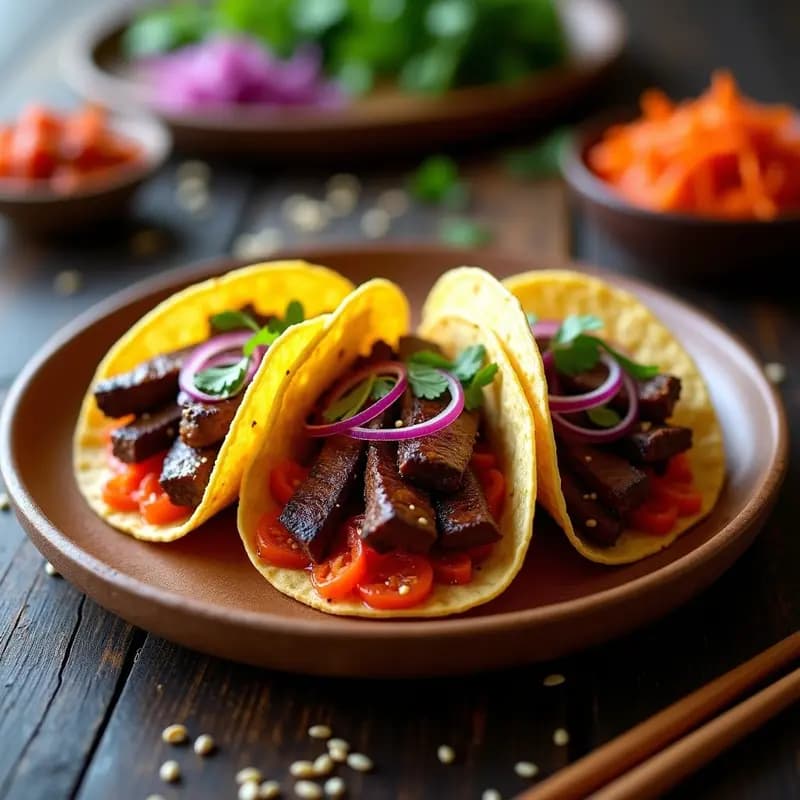Taco de Barbacoa Coreana con Kimchi: Receta Fusion en Airfryer y Alta en Proteína