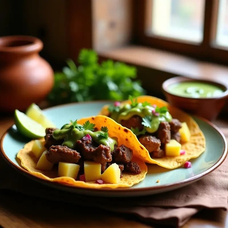 Tacos Al Pastor de Cordero con Ananás y Salsa Verde: Receta Mexicana Gourmet en Olla Lenta