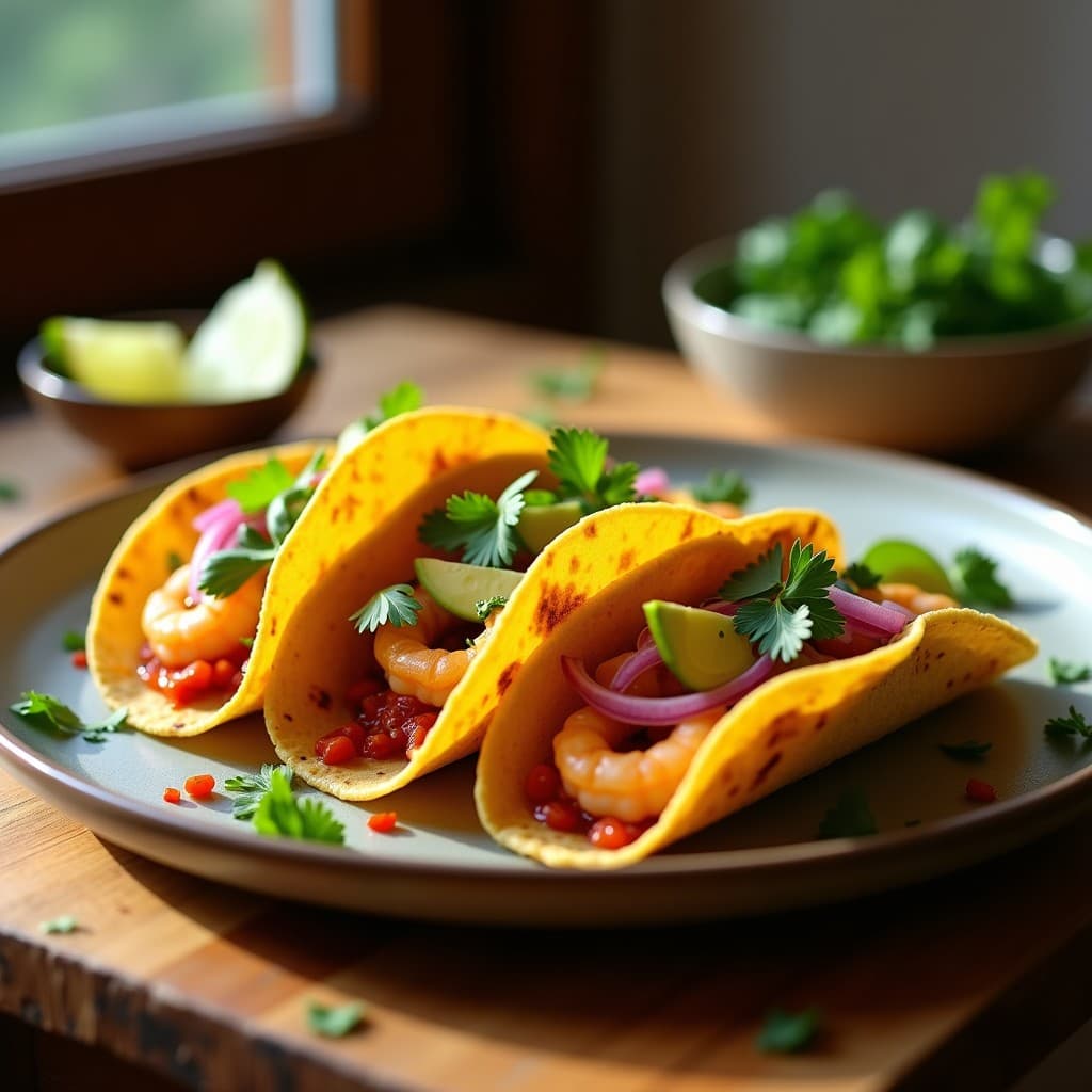 Tacos de Camarón al Ajillo con Tortillas de Harina de Grillo: Receta Mexicana Futurista y Alta en Proteína