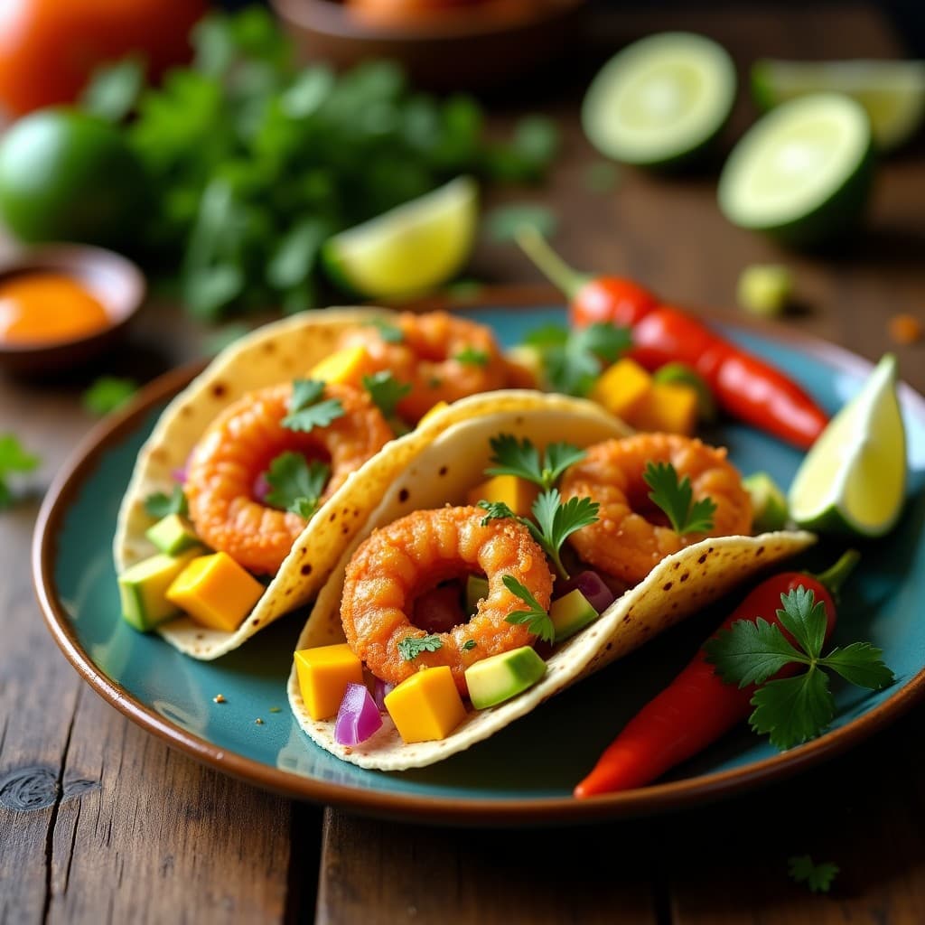 Tacos de Camarón al Mango-Habanero: Receta en Airfryer con Toque Caribeño y Sin Gluten