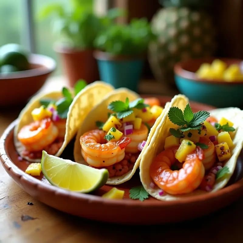Tacos de Camarón al Mojito con Salsa de Piña y Chile: Receta Mexicana Veraniega