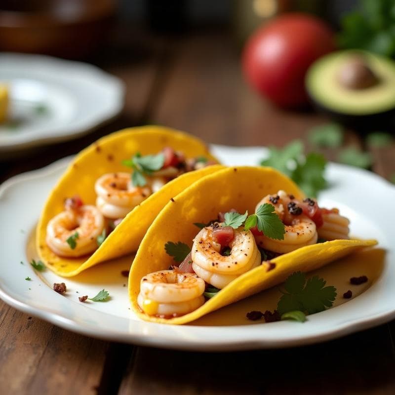 Tacos de Camarones al Ajillo con Mango y Leche de Coco: Receta Tailandesa-Mexicana en Airfryer