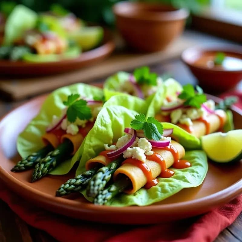 Tacos de Flautas de Espárrago y Queso de Cabra con Salsa de Chipotle: Receta Mexicana Sin Harina y Rápida