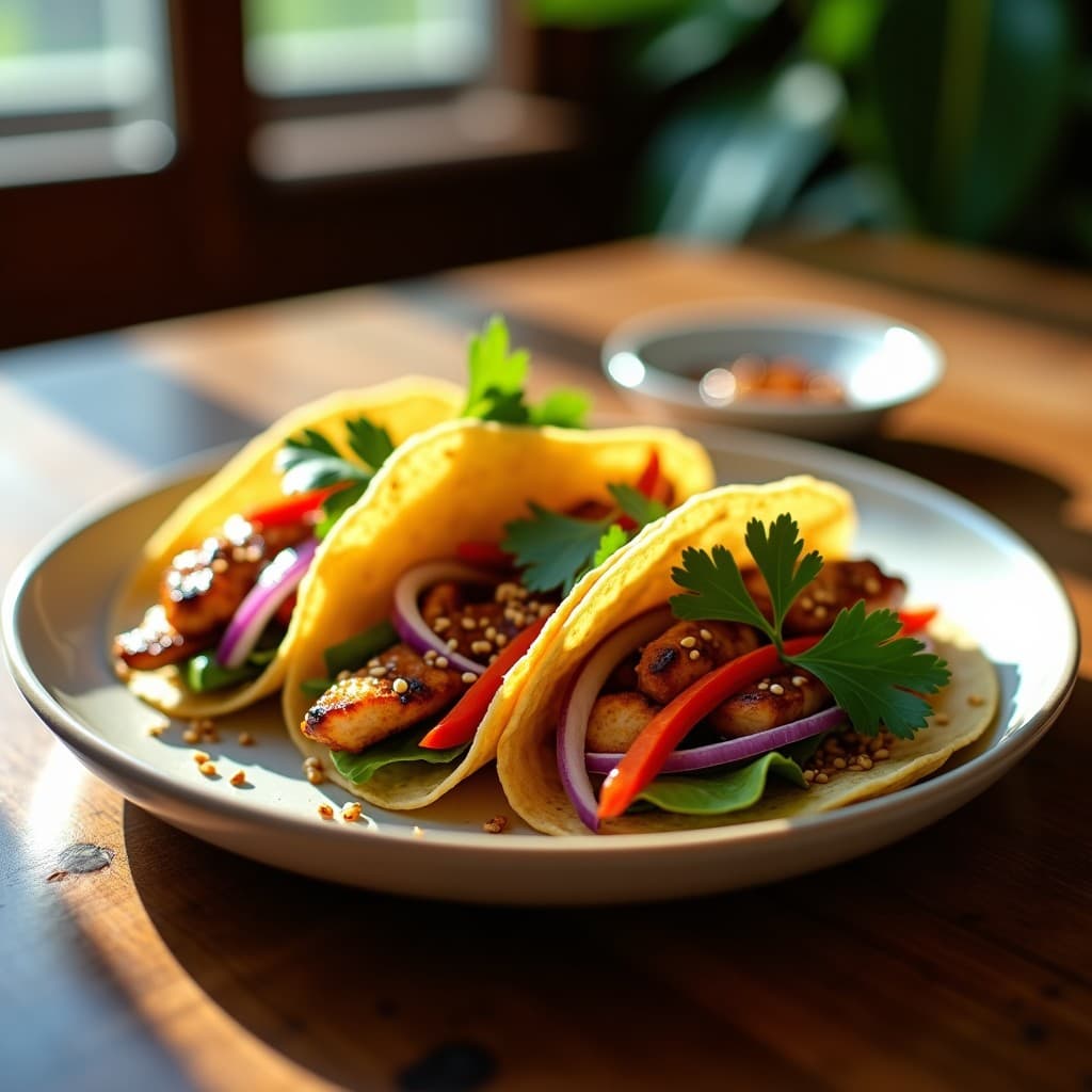 Tacos de港式 (Estilo Hong Kong) con Pollo Teriyaki y Col China: Receta en Airfryer en 20 Minutos
