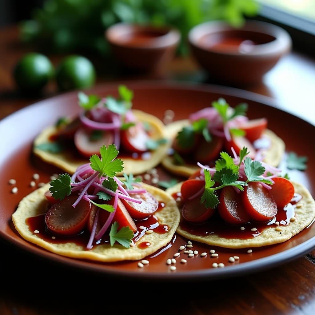 Tacos de Pato Ahumado con Salsa de Ciruela y Jalapeño: Receta Fusión Mexicana-China Crujiente
