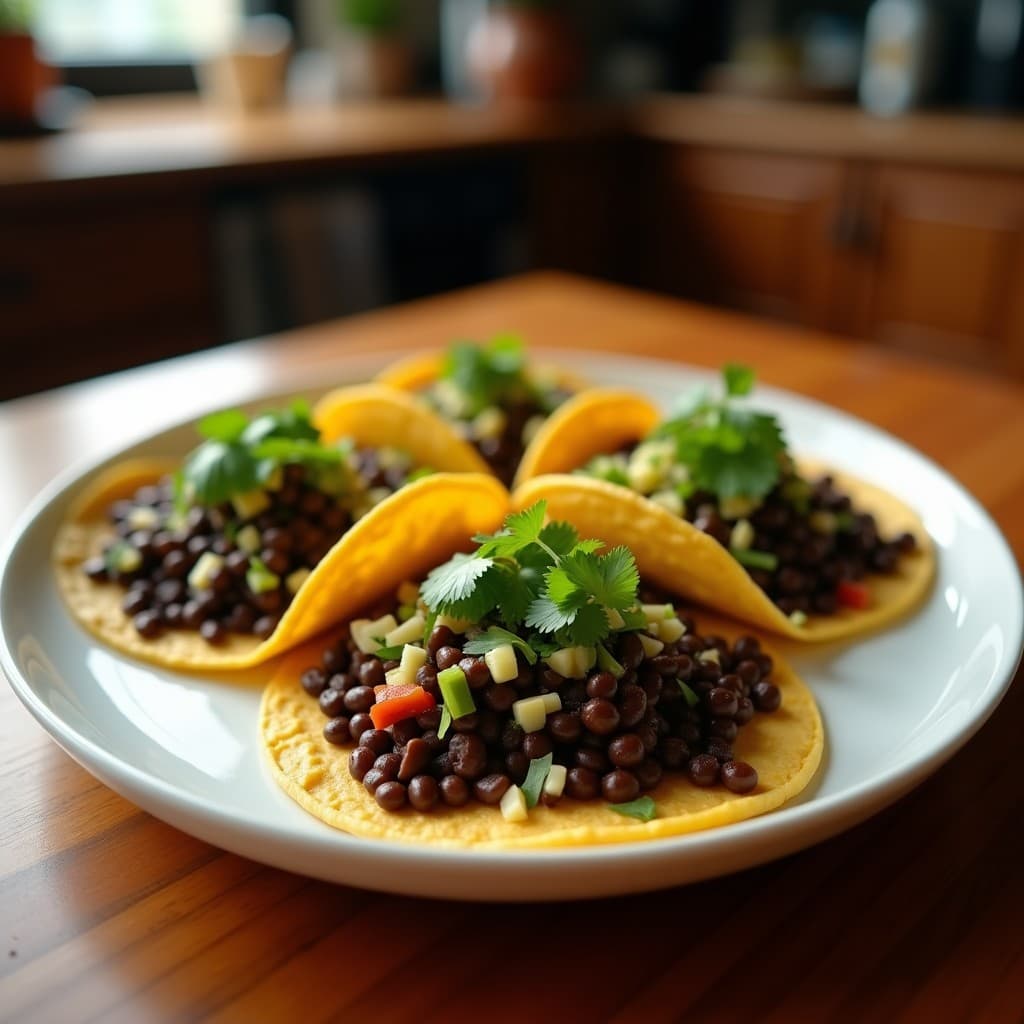 Tacos de Plátano Verde con Frijoles Negros: Receta Vegana Colombiana Crujiente