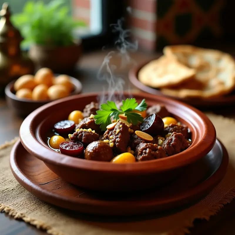 Tagine de Cordero con Ciruelas y Almendras: Receta Marocí Express en Olla Rápida