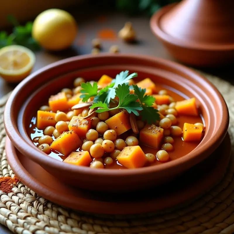 Tagine de Garbanzos y Calabaza: Receta Vegana del Norte de África con Especias Bereberes