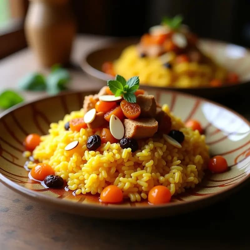 Tahchee Persa: Arroz con Pollo y Frutas Secas al Estilo Iraní