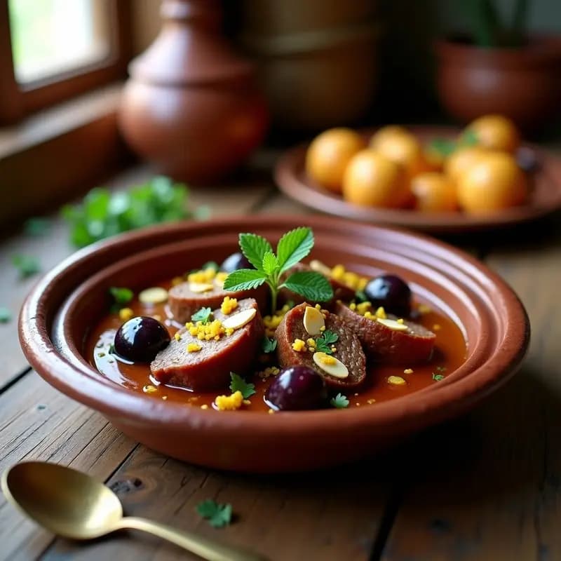 Tajín de Cordero con Ciruelas Secas y Almendras: Receta Marokí Tradicional en Olla Rápida