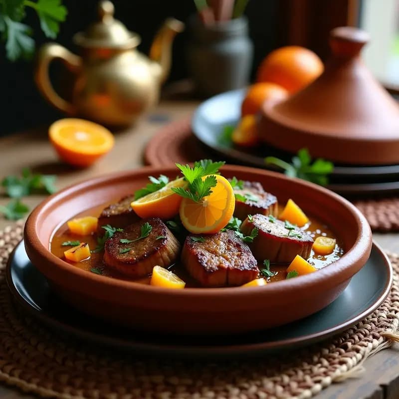 Tajín de Cordero con Cítricos y Almendras: Receta Marroquí Gourmet en Horno