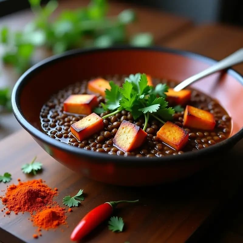 Tajín de Merkén y Lentejas: Receta Chilena Picante y Vegana en Olla Exprés