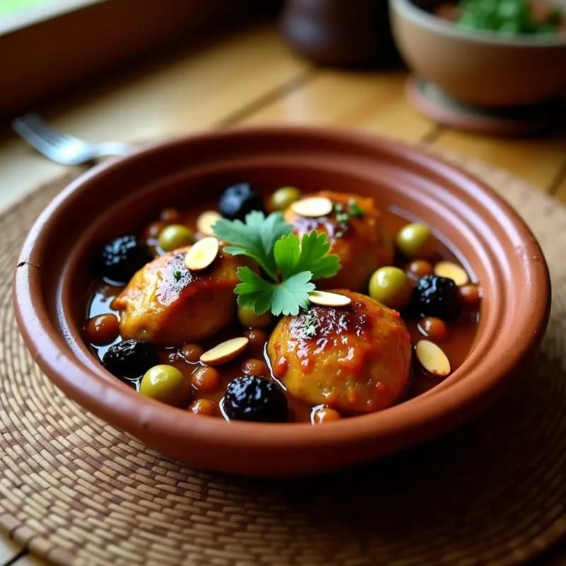 Tajín de Pollo con Presas de Cordero y Ciruelas: Receta Marroquí en Olla de Barro