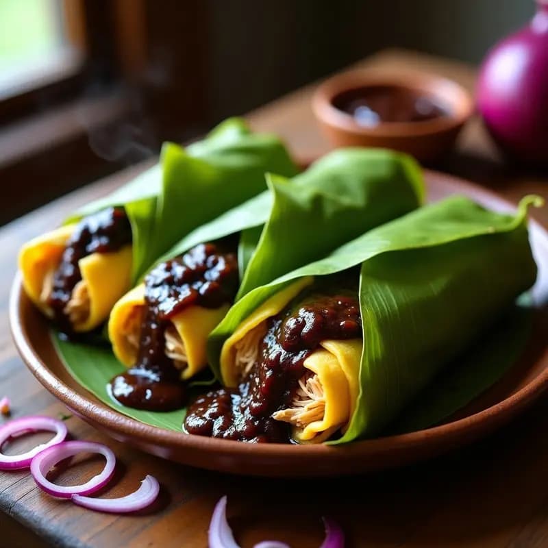 Tamales Oaxaqueños de Mole Negro: Receta Mexicana Tradicional en Hoja de Plátano