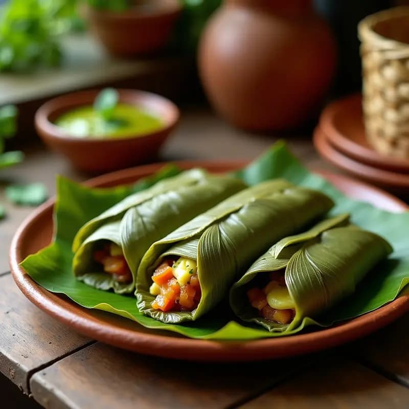 Tamales de Rajas con Queso Vegano y Hoja de Plátano: Receta Mexicana Sin Lactosa en Thermomix