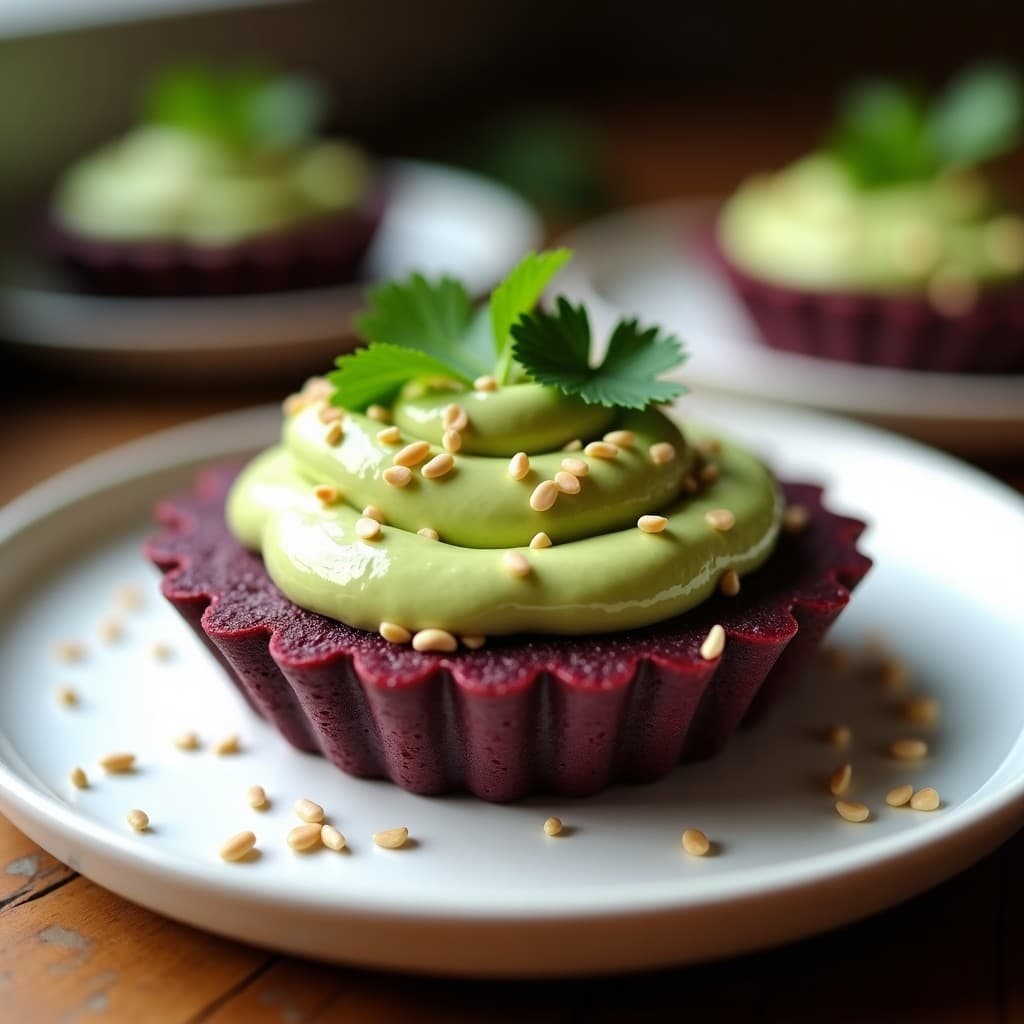 Tartaleta de Batata Morada y Crema de Aguacate: Entrante Vegano Sin Horno