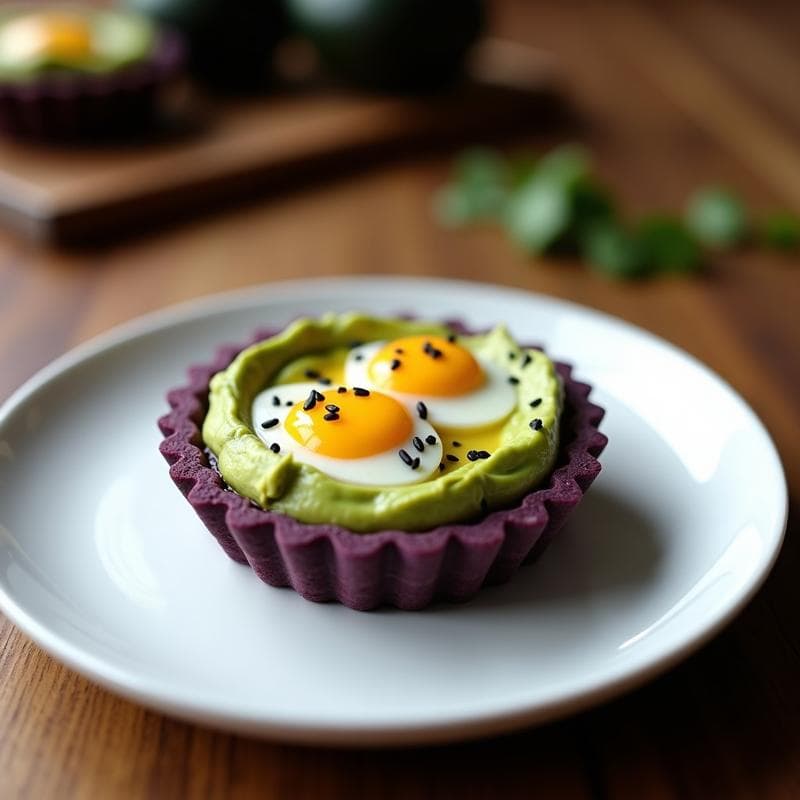 Tartaleta de Maíz Morado con Crema de Guacamole y Huevo de Codorniz: Receta Peruana Gourmet en 20 Minutos