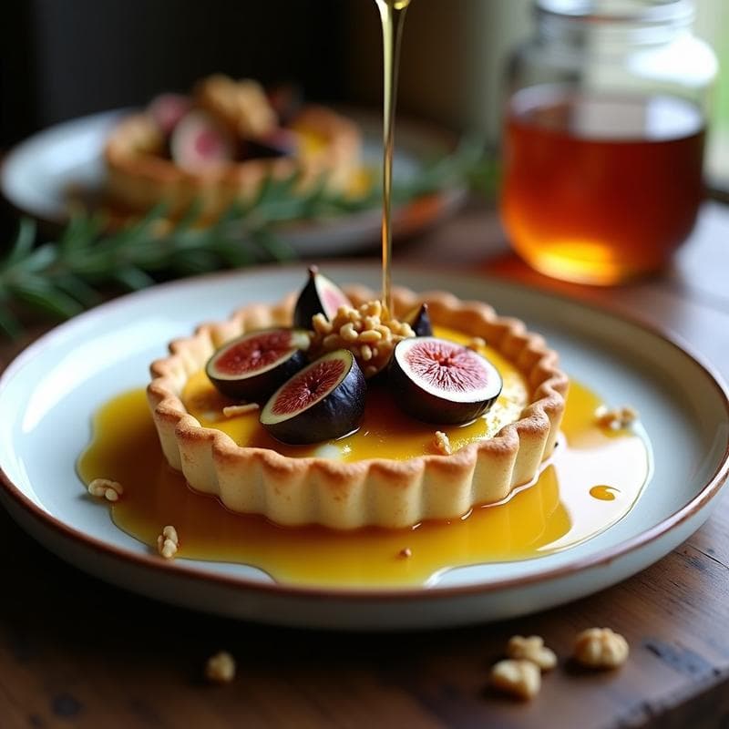Tartaleta de Queso de Oveja y Higos Asados con Miel de Romero: Postre Griega Tradicional