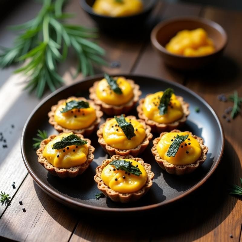 Tartaletas de Algas Nori y Queso de Anacardos: Aperitivo Vegano con Toque Umami