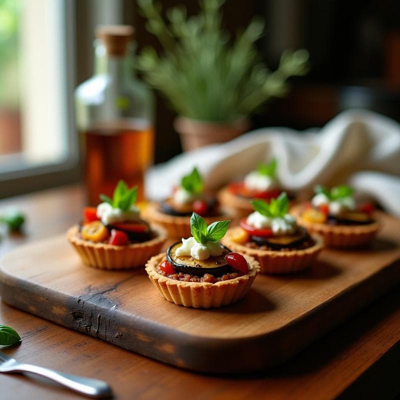 Tartaletas de Base de Almendra y Relleno de Berenjena Asada y Tomate Seco: Aperitivo Keto