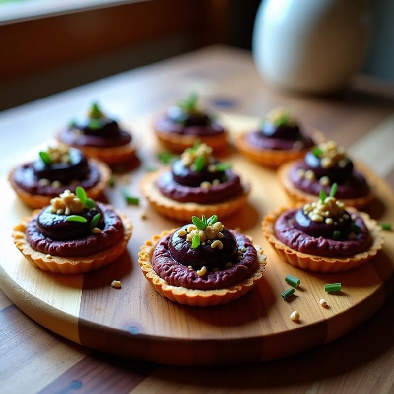 Tartaletas de Batata Morada y Hummus de Lentejas Negras: Receta Vegana Sin Gluten