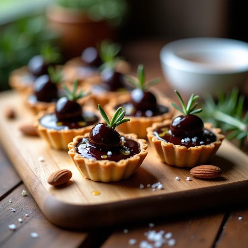 Tartaletas de Chocolate y Aceitunas Kalamata: Postre Salado Griego Sin Horno