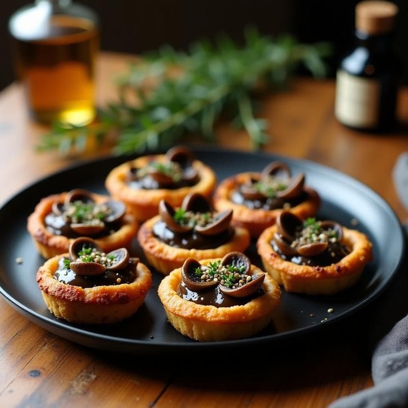 Tartaletas de Harina de Lenteja con Relleno de Champiñones Portobello y Trufa: Entrante Gourmet Vegano
