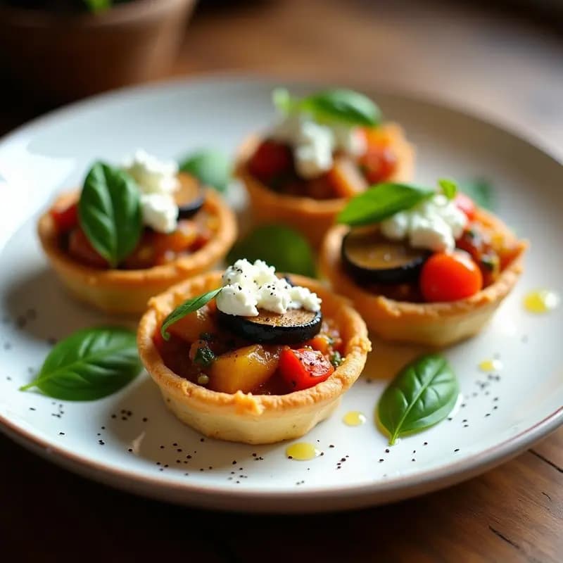 Tartaletas de Masa de Arroz Rellenas de Ratatouille: Entrante Francés Sin Gluten
