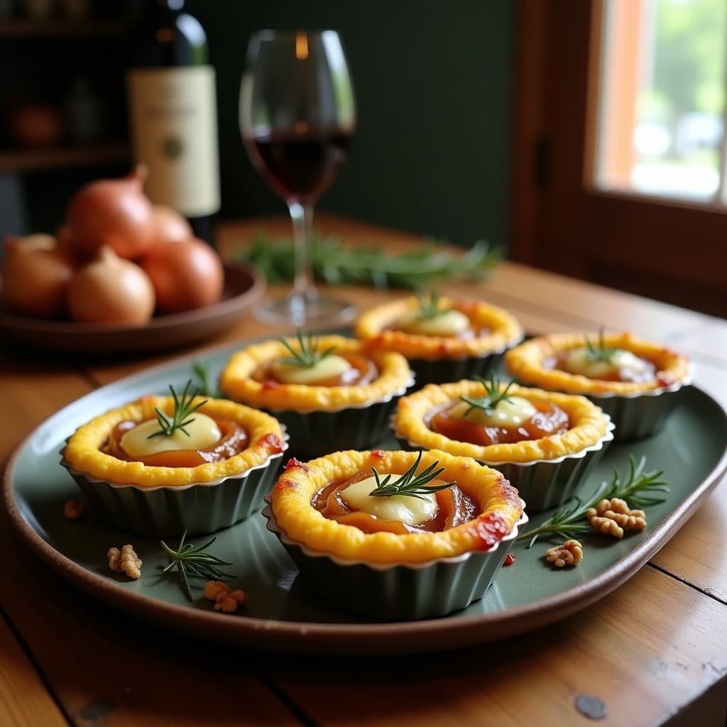 Tartaletas de Polenta y Gorgonzola con Cebolla Caramelizada: Receta Italiana en Molde Individual