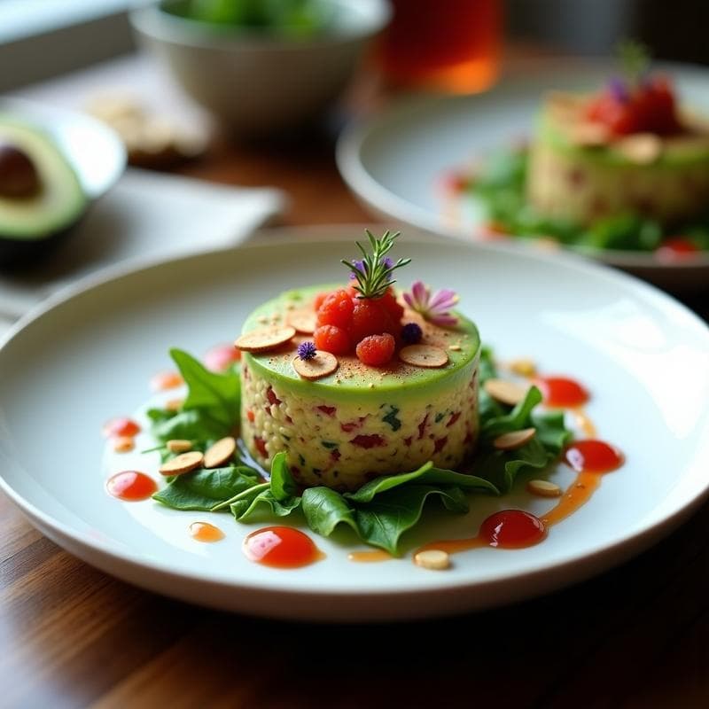 Tartar de Aguacate y Tomate Seco con Vinagreta de Vinagre de Frambuesa: Receta Vegana Gourmet