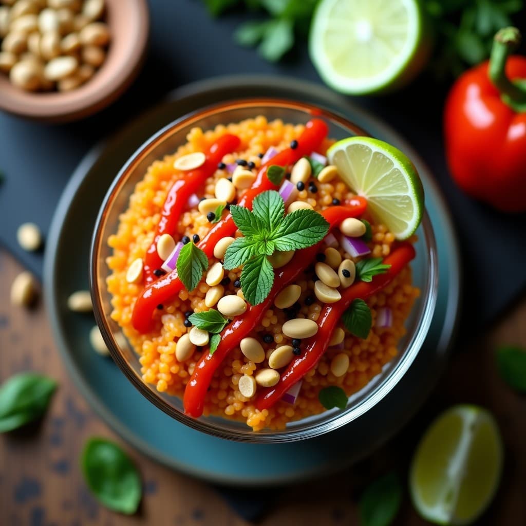 Tartar de Jackfruit Maduro con Crujiente de Cacahuete y Salsa sriracha: Entrante Vegano Fusion Tailandés en 15 Minutos