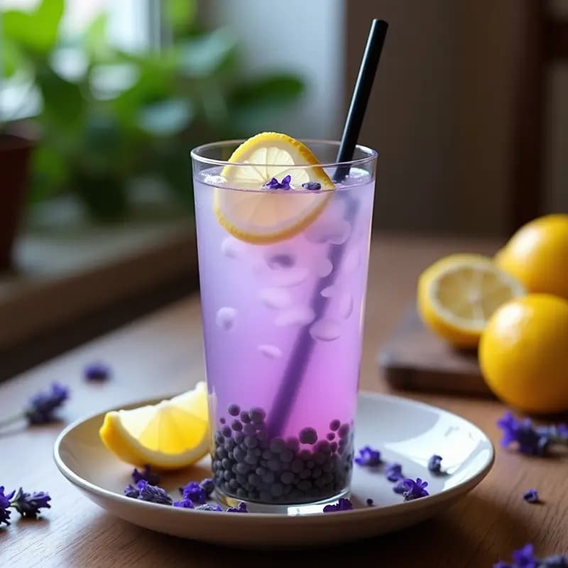 Té de Burbujas de Lavanda y Limón con Perlas de Chía: Bebida Relajante Sin Azúcar