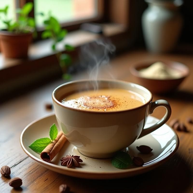 Té Chai Especiado con Leche de Avena y Maca: Bebida Ayurvédica Energética en 5 Minutos