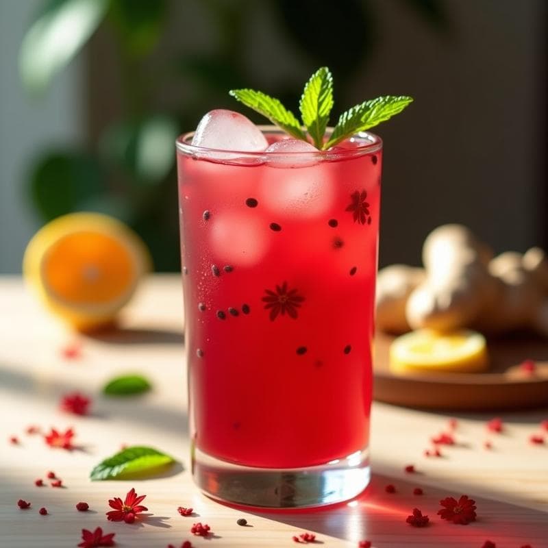 Té Helado de Hibisco y Jengibre con Chía: Bebida Detox y Baja en Calorías