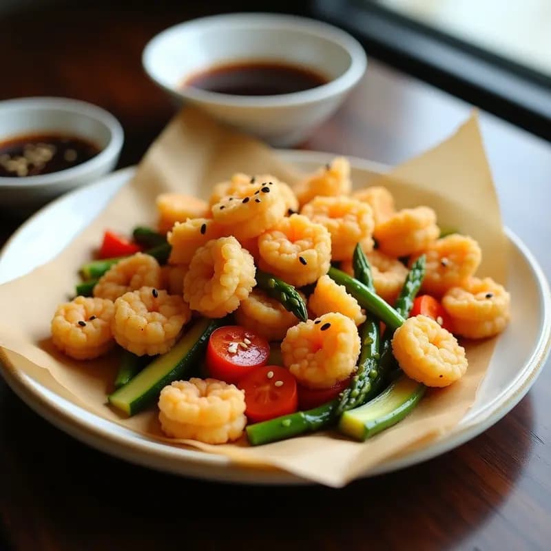 Tempura de Camarones y Verduras en Harina de Garbanzo: Receta Japonesa Sin Gluten