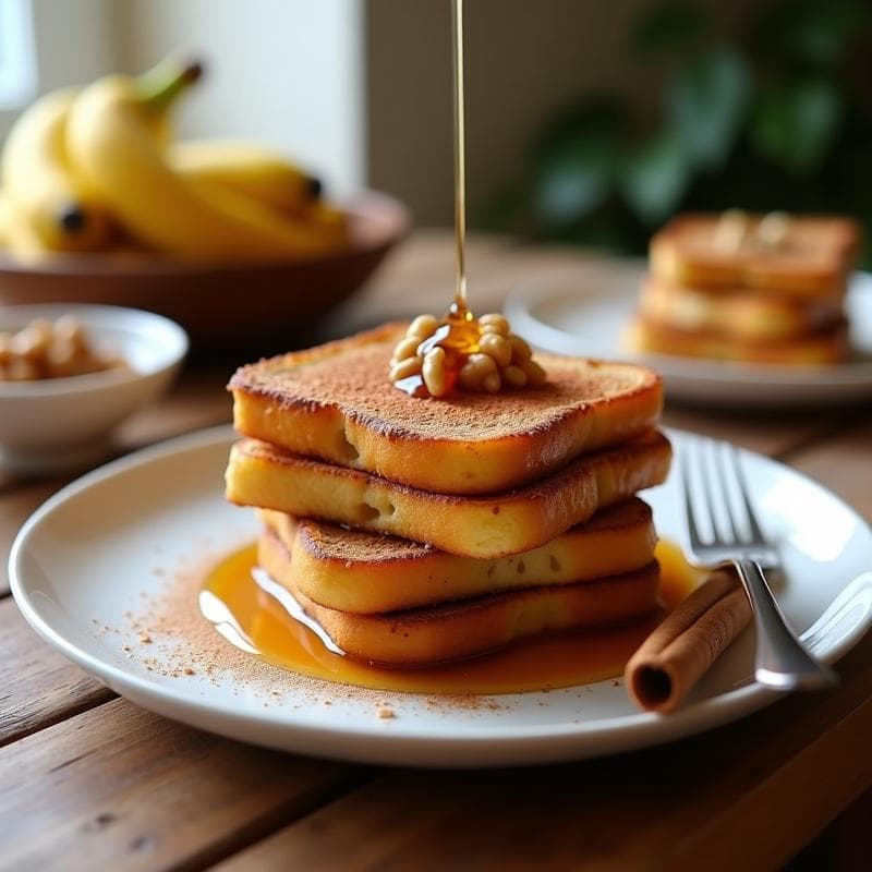 Torrijas de Pan de Plátano con Sirope de Arce y Canela: Desayuno Keto Sin Gluten en 15 Minutos