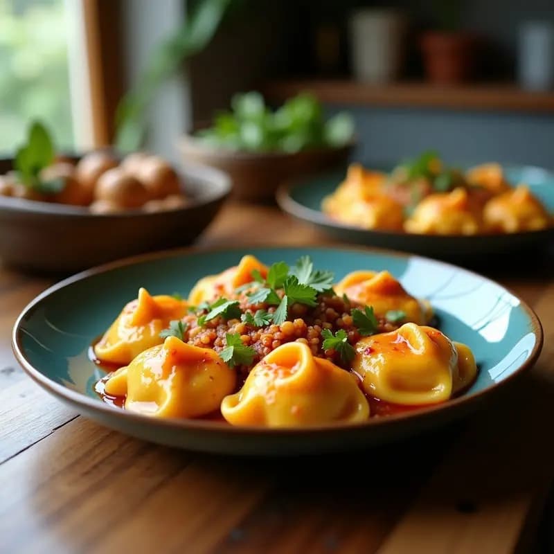 Tortellini Rellenos de Gorgonzola y Peras: Receta Italiana Gourmet con Salsa de Nueces