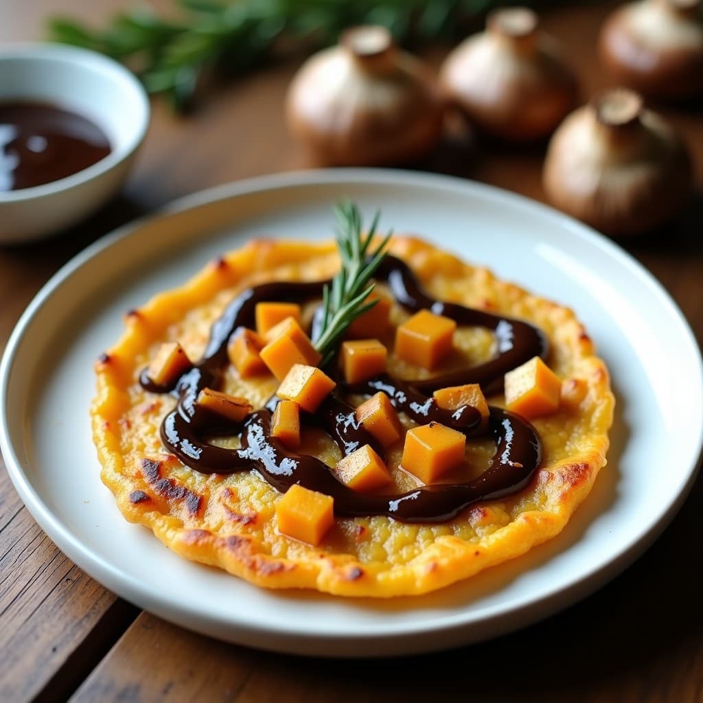 Tortilla de Batata Blanca y Champiñones con Salsa de Ajo Negro: Desayuno Vegano en Airfryer
