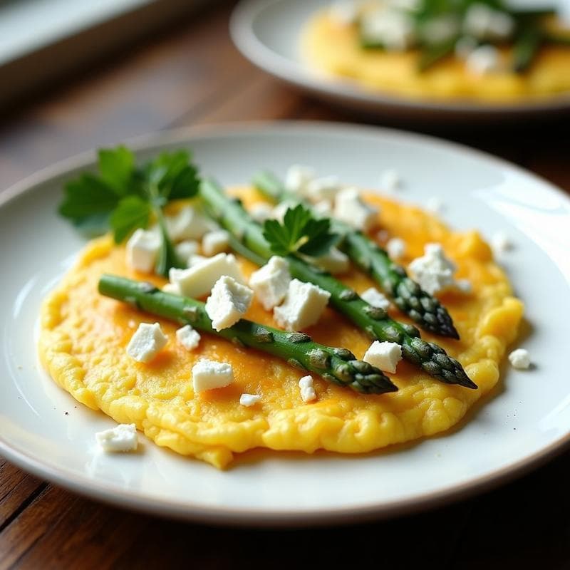 Tortilla de Claras con Espárragos y Queso Feta: Desayuno Alto en Proteína y Sin Carbohidratos