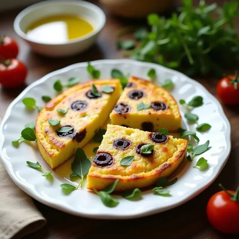 Tortilla de Coliflor y Aceitunas Kalamata con Hierbas Provenzales: Receta Francesa Sin Carbohidratos