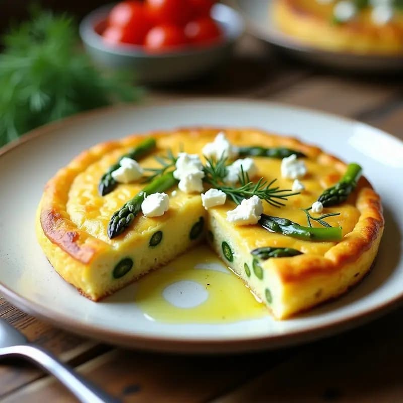 Tortilla de Espárragos Trigos y Queso Feta: Desayuno Griego Rápido y Proteico