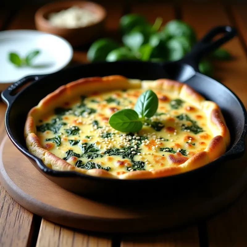 Tortilla de Espinacas y Queso de Anacardos: Receta Española Vegana y Sin Harina en Sartén